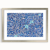 Textured abstract art print of a Middle Eastern scenery in muted earth tones on a framed silver mat, ideal for bedroom art.