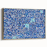 Vintage poster art depicting a Middle Eastern landscape on framed canvas, with muted gold and black tones.