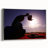 Framed canvas depicting a colorful vintage landscape of a Middle Eastern scenery.