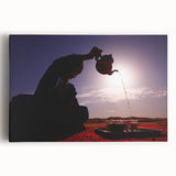 Black and white photograph of Middle Eastern scenery on stretched canvas, ideal for kitchen wall art.