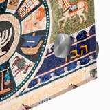 Large abstract depiction of Jerusalem in muted earth tones on acrylic glass.