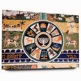 Acrylic print of Jerusalem skyline in muted earth tones, ideal for dining room decor.