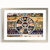 Textured art print of Jerusalem skyline in muted earth tones on a framed canvas, suitable for bedroom wall decor.