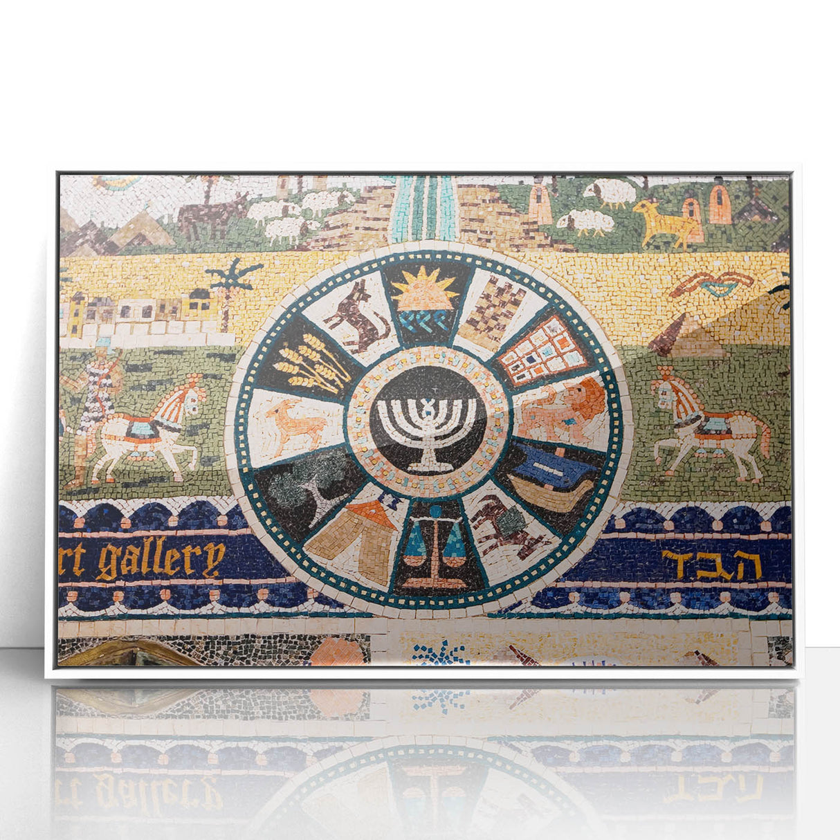 Acrylic print of Jerusalem scenery in monochrome, framed in white, suitable for modern art wall decor.