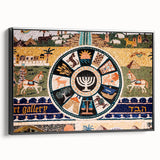 Black and white framed canvas of Jerusalem landscape, ideal for bedroom wall art.