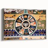 Framed canvas landscape art painting of Jerusalem in muted earth tones, ideal for living room decor.