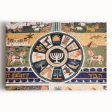 Black and white stretched canvas of Jerusalem skyline, ideal for kitchen wall art.