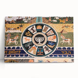 Black and white stretched canvas of Jerusalem cityscape, ideal for kitchen wall art or bedroom.