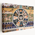 Panoramic view of Jerusalem skyline in muted earth tones on a large stretched canvas, suitable for kitchen wall art.