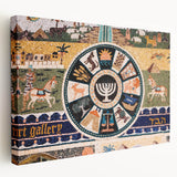Panoramic view of Jerusalem skyline in muted earth tones on a large stretched canvas, suitable for kitchen wall art.