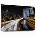 Acrylic print of Tel Aviv skyline in muted earth tones, suitable for bedroom or dining room decor.