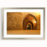 Textured abstract art print depicting Middle Eastern scenery in muted earth tones, framed in silver, ideal for bedroom art.