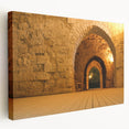 Middle Eastern scenery on stretched canvas with warm earth tones, ideal for kitchen wall art.