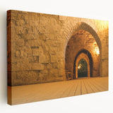 Middle Eastern scenery on stretched canvas with warm earth tones, ideal for kitchen wall art.