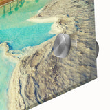 Mid-century modernist style large abstract wall art of a Jordanian landscape, printed on acrylic glass.