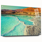 Acrylic print of a Jordanian landscape, featuring muted earth tones, ideal for dining room decor.