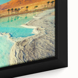 Extra large framed canvas featuring a textured, colorful Middle Eastern scenery, ideal for living room decor.