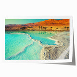 Extra large rolled print of a Middle Eastern Jordan scenery with vibrant earth tones, ideal for dining room wall art.