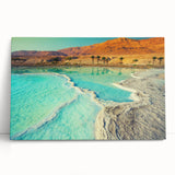 Black and white photograph of Jordanian landscape on stretched canvas, ideal for kitchen wall art.