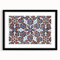 Extra large abstract art print of colorful, textured Middle Eastern scenery on a black framed mat.
