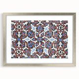 Textured art print of an abstract Middle Eastern landscape in muted earth tones, framed in silver, ideal for bedroom decor.