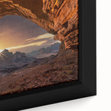 Extra large framed canvas featuring a textured black wall art of a Saudi Arabian landscape in colorful, vibrant hues.