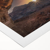 Art deco poster featuring a stylized Saudi Arabian landscape in muted earth tones on rolled canvas.