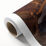 Art Deco style poster of a Middle Eastern desert scene on rolled canvas, in muted earth tones, ideal for nursery wall art.