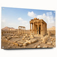 Large abstract wall art of a Middle Eastern Syria scenery in muted earth tones on acrylic glass.