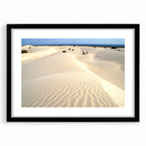 Extra large abstract art print depicting a colorful Middle Eastern scenery on textured canvas, framed in black.