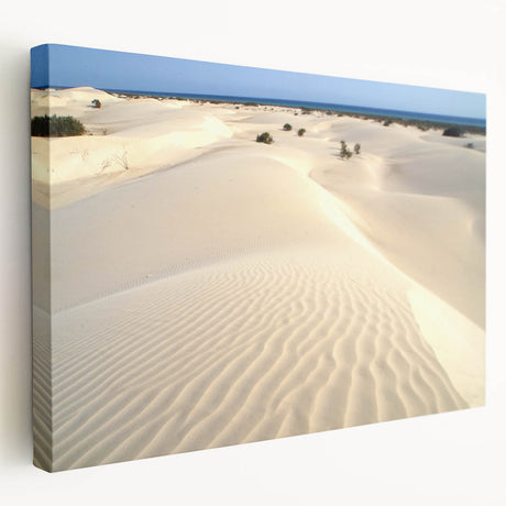 Middle Eastern landscape on stretched canvas, featuring earthy tones and architectural silhouettes.