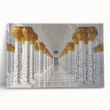 Black and white stretched canvas of Abu Dhabi skyline, ideal for kitchen wall art or bedroom ambiance.