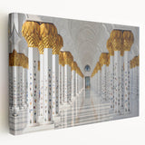 Large canvas print of Abu Dhabi skyline in muted earth tones, ideal for kitchen wall art.
