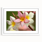 Abstract art print of a serene Fiji ocean view in muted blue and green shades, framed with a white mat.