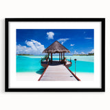 Extra large textured abstract art print of vibrant Bora Bora scenery on framed canvas, ideal for living room decor.