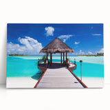Black and white photo of Bora Bora's serene waters on stretched canvas, ideal for kitchen wall art or bedroom ambiance.