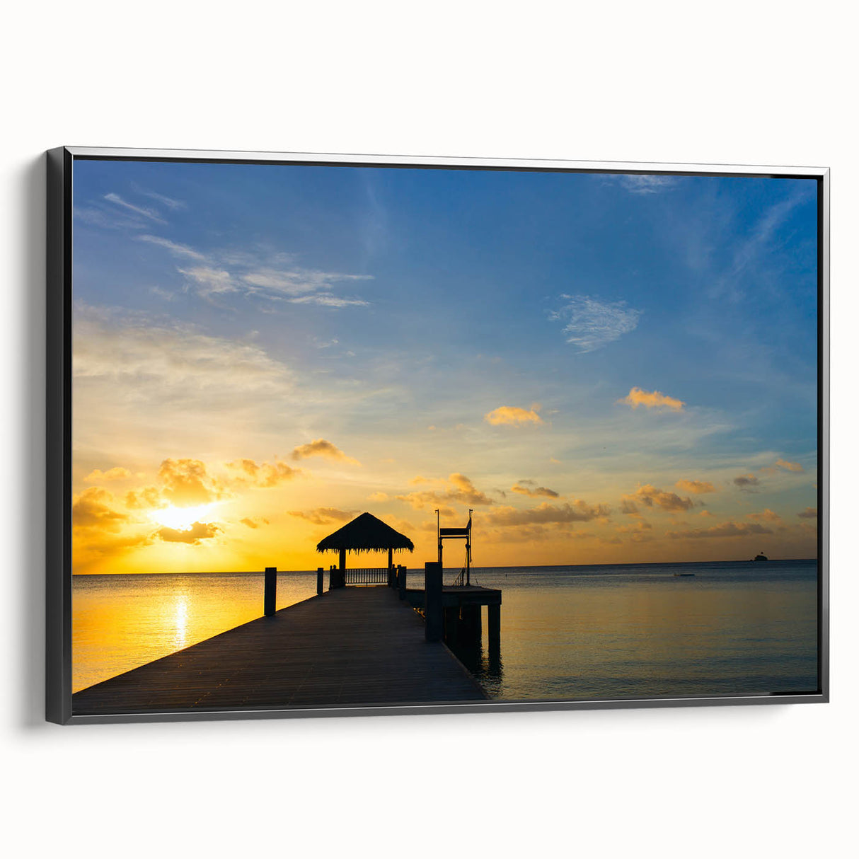 Black and white landscape art painting of Micronesia on framed canvas, ideal for bedroom wall decor.