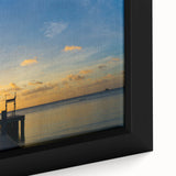 Extra large black wall art featuring a textured, colorful Micronesian seascape on a framed canvas.