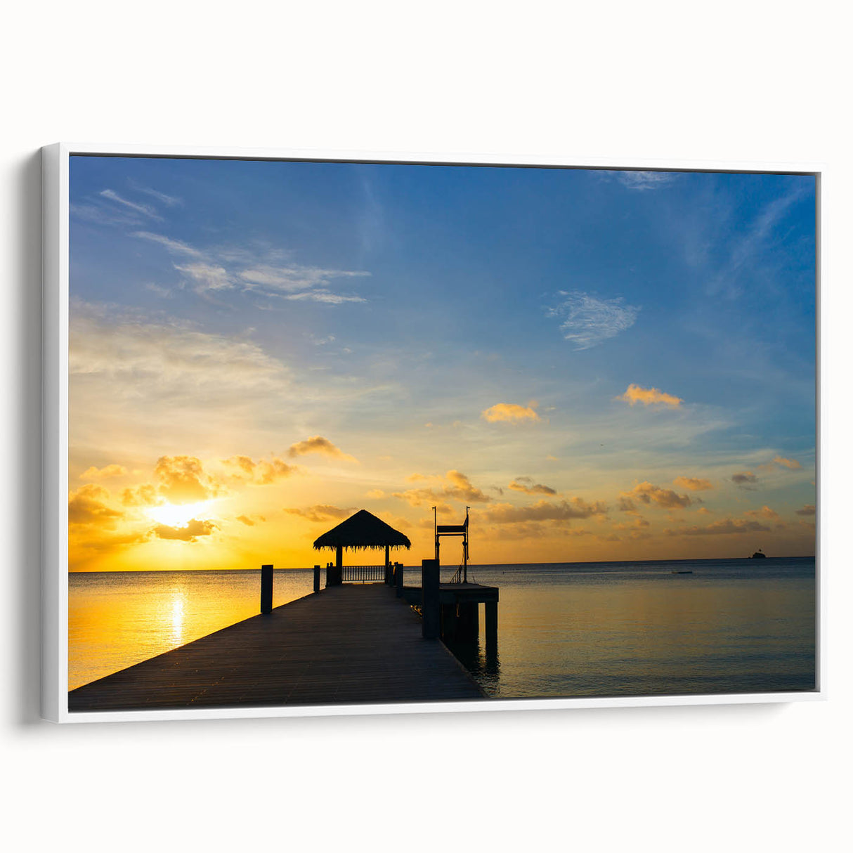 Vintage poster art of an oceanic Micronesian scene on a framed canvas, featuring vibrant colors, ideal for living room decor.