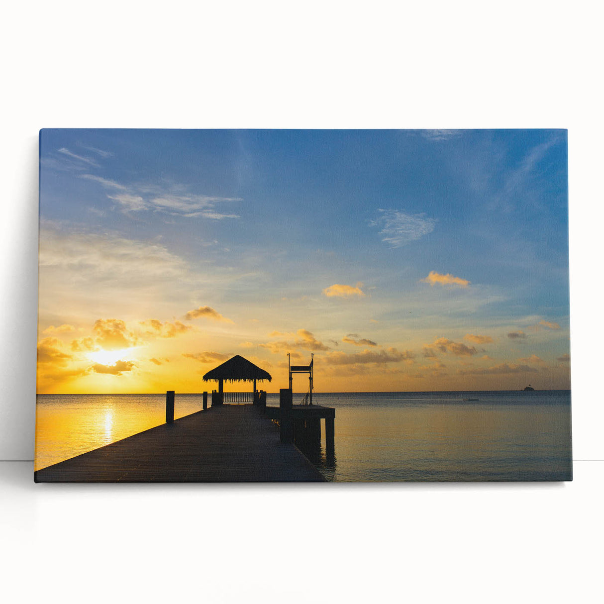 Black and white stretched canvas featuring a serene Micronesian oceanscape, ideal for kitchen wall art or bedroom ambiance.