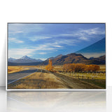 Acrylic print of a serene Canterbury, New Zealand landscape in muted green and blue tones, ideal for modern art wall decor.