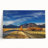 Black and white stretched canvas of Canterbury, New Zealand scenery, ideal for kitchen wall art or bedroom ambiance.