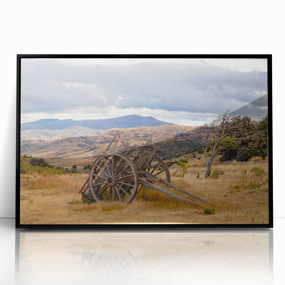 Large abstract wall art depicting Otago, New Zealand, in vibrant blues and greens on a framed acrylic.