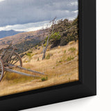 Extra large framed canvas featuring a textured depiction of Otago, New Zealand, in vibrant colors on a black background.
