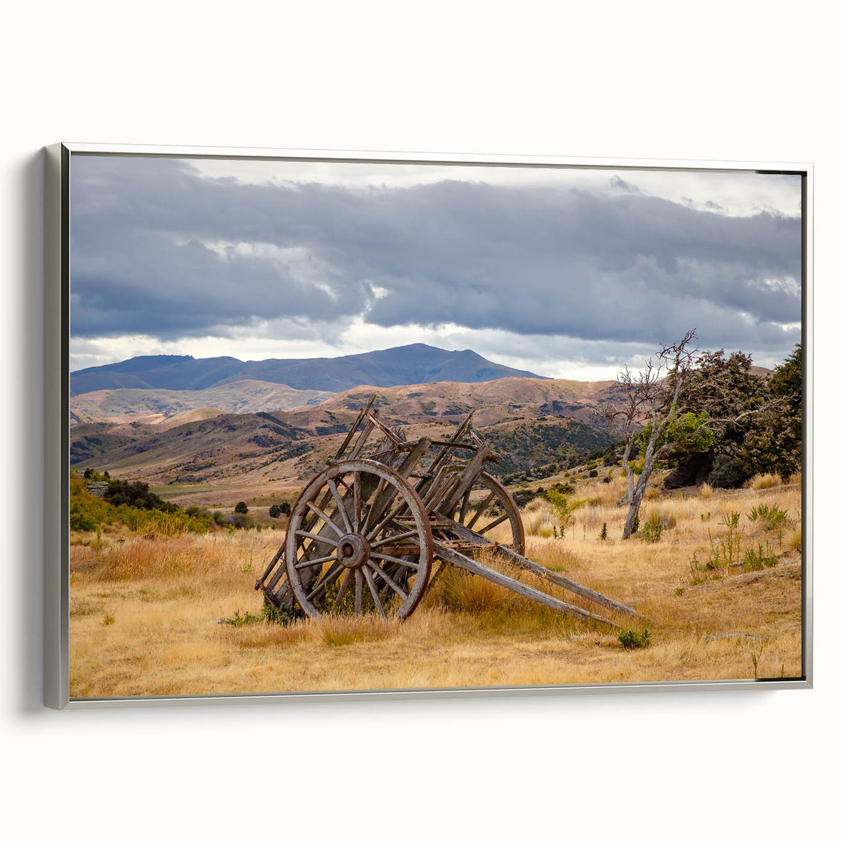 Landscape art painting of Otago, New Zealand, featuring a colorful palette on framed canvas, ideal for living room decor.