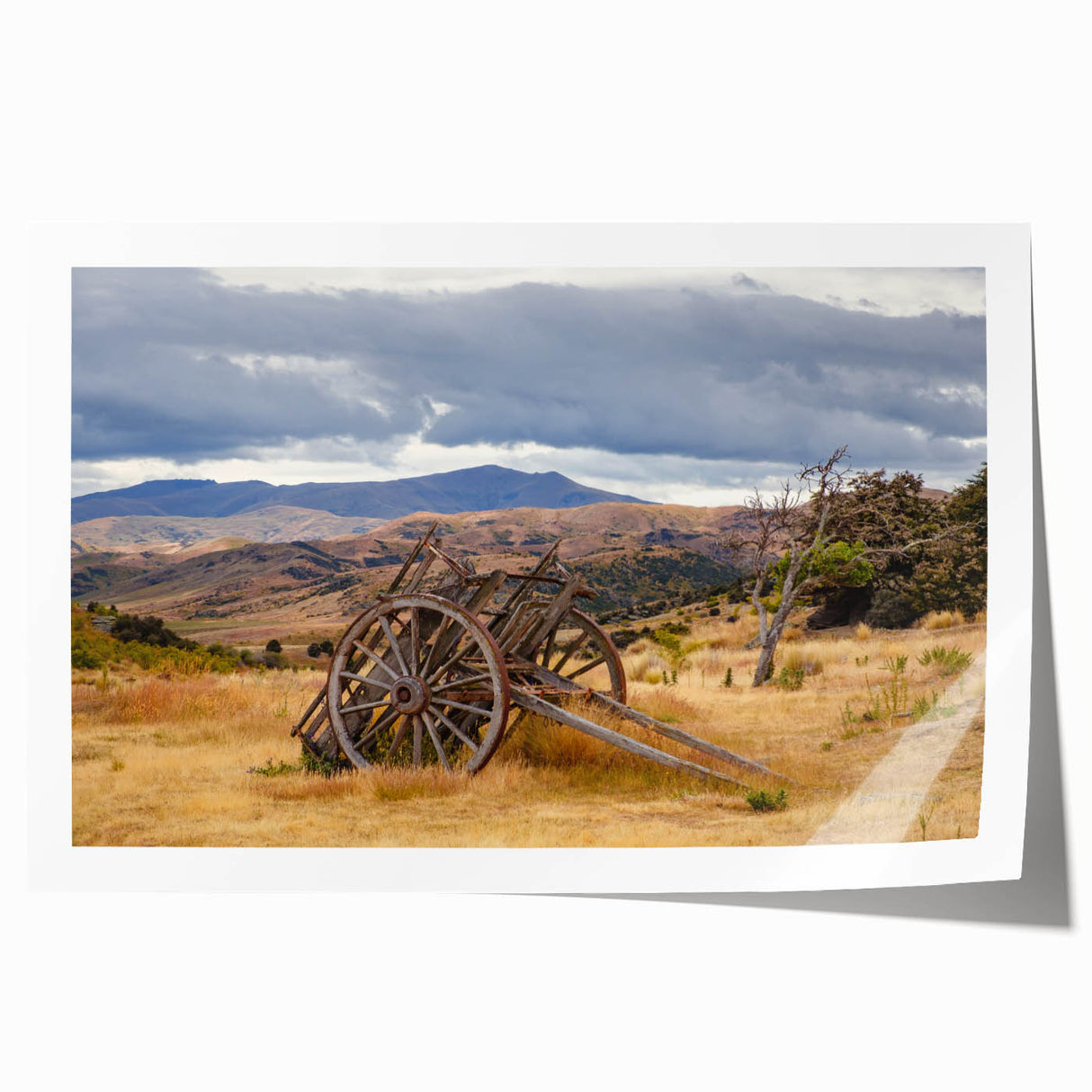 Extra large rolled print featuring a serene Otago, New Zealand landscape with lush greens and blues.