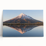 Black and white image of Mount Taranaki in New Zealand on stretched canvas, ideal for kitchen wall art or bedroom ambiance.