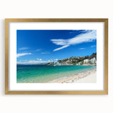 Extra large abstract art print of Wellington scenery in muted earth tones, framed with a gold mat.