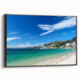 Black and white landscape art painting of Wellington, New Zealand on framed canvas, ideal for bedroom wall decor.