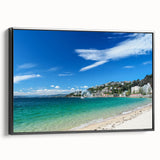 Black and white landscape art painting of Wellington, New Zealand on framed canvas, ideal for bedroom wall decor.